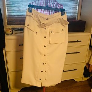 Why Dress Belted White Skirt w/Pockets Sz. S